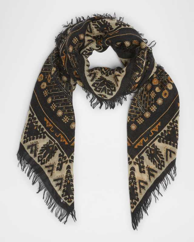 Printed Cashmere & Wool Fringe Scarf